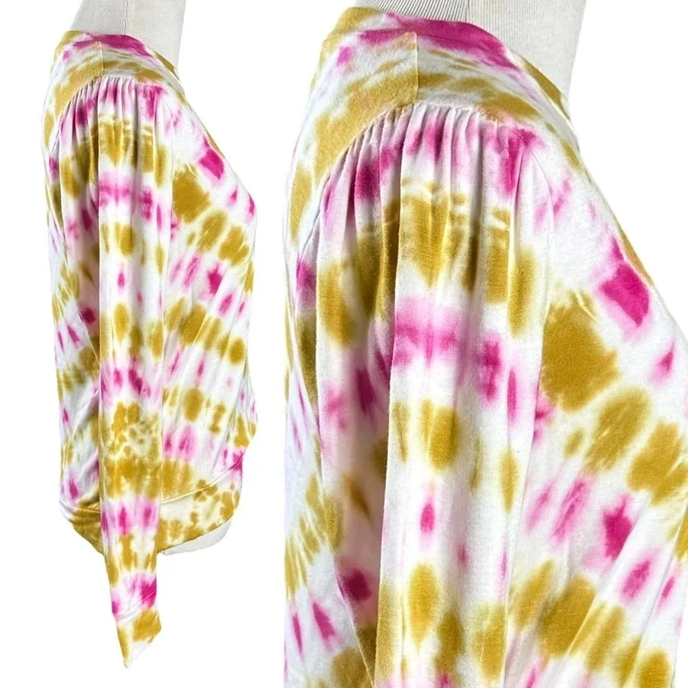 LNA French Terry Sweatshirt Fuchsia Gold Tie Dye NWT NEW XS Beach Summer - Image 9