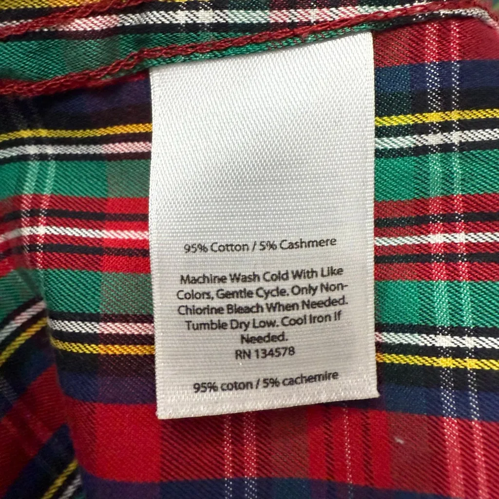 Vineyard Vines Women’s Size 12 Plaid Button Front Blouse with Cashmere - Image 8