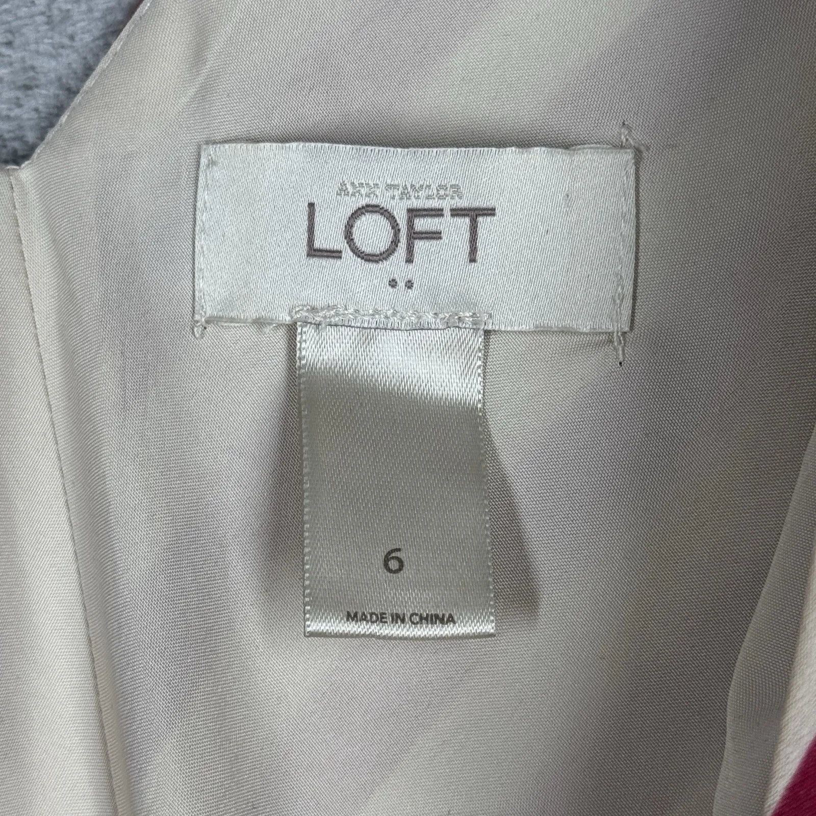 Loft Dress‎ Womens 6 Dark Pink White Striped Fit & Flare Casual Office Preppy - Image 5