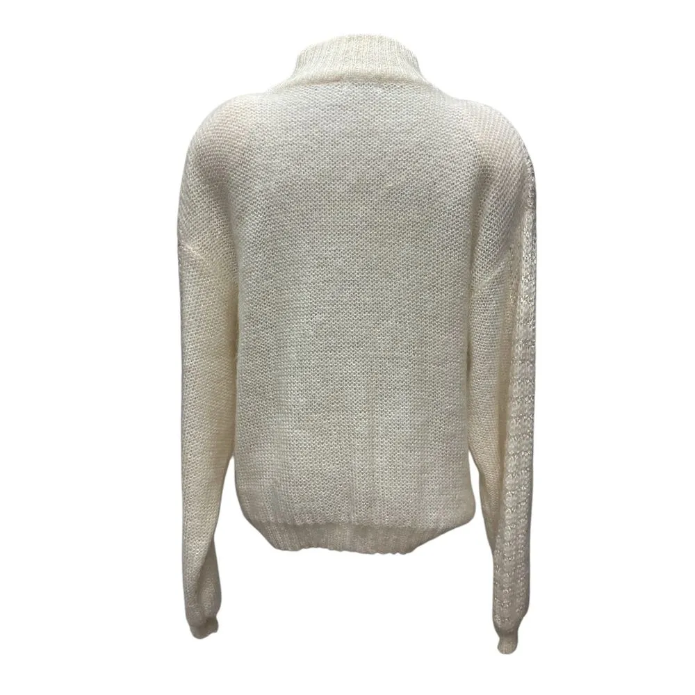 Vintage D.D Sloan‎ Cream Sz L Women's Cable Knit Turtleneck Sweater Chunky Warm White Size L - Image 4