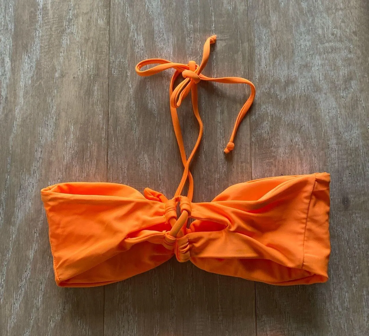 Orange two piece bikini set bandeau bikini top and cut out waist bikini bottom S NEW - Image 4