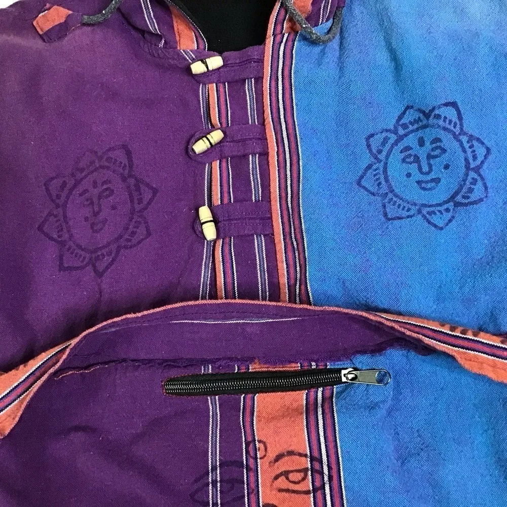 Vintage Stripped Long Sleeve Pull Over Flannel 3‎ Toggle Button Unisex si… Purple Size undefined - Image 7