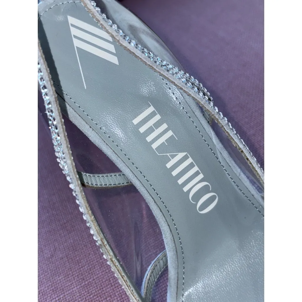 THE ATTICO Venus Chrome Pumps in Dusty Baby 38 New Womens Crystal High Heels Blue Size 7 - Image 12