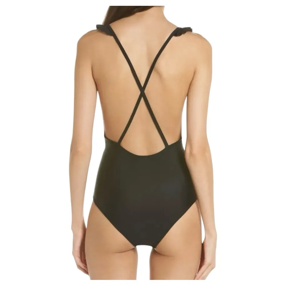 Topshop Floral Frill Embroidered One-Piece
Swimsuit Sz 2 - Image 3