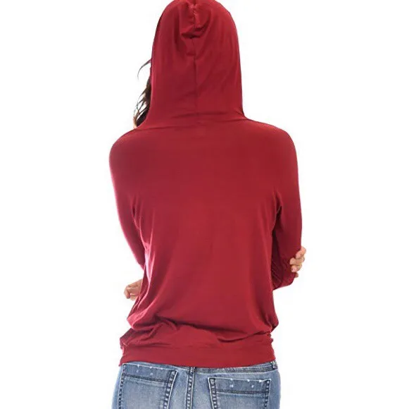 Long Sleeve Hoodie Red Size M - Image 2