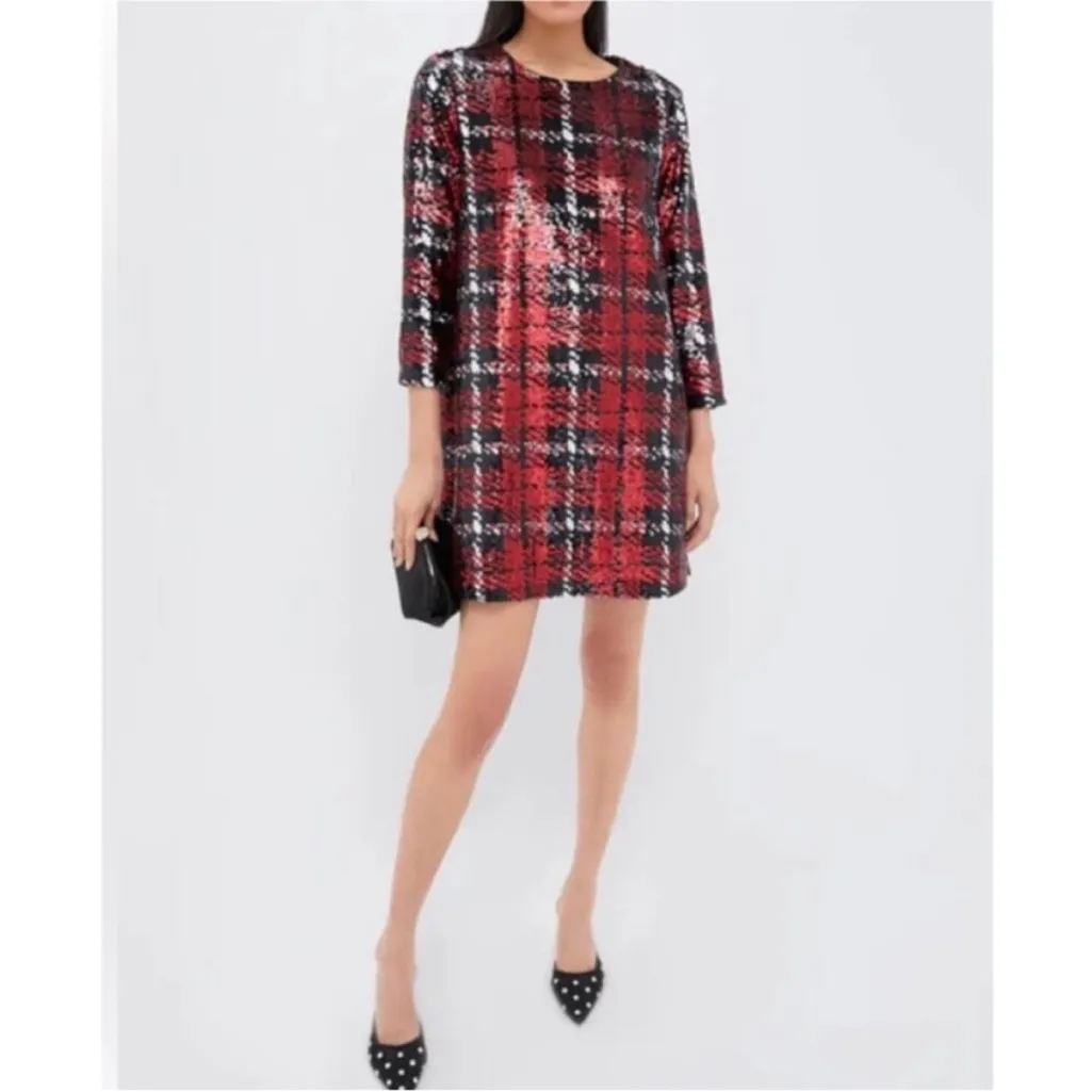 TUCKERNUCK Red and black  
Houndstooth Sequin dress NEW - Image 3