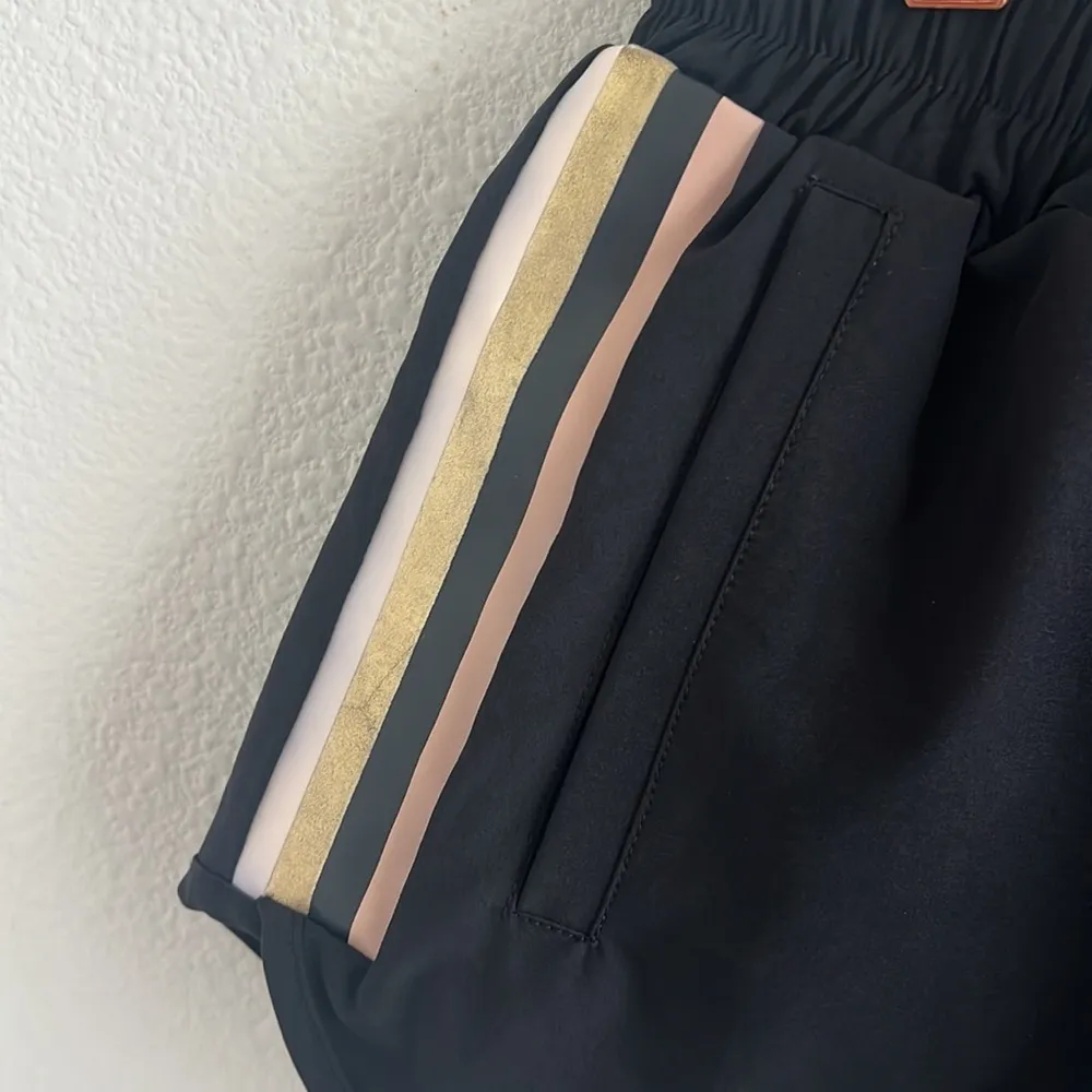 PE Nation In Goal Short Black Pink Gold Athleisure Activewear Sporty Pull On S - Image 5