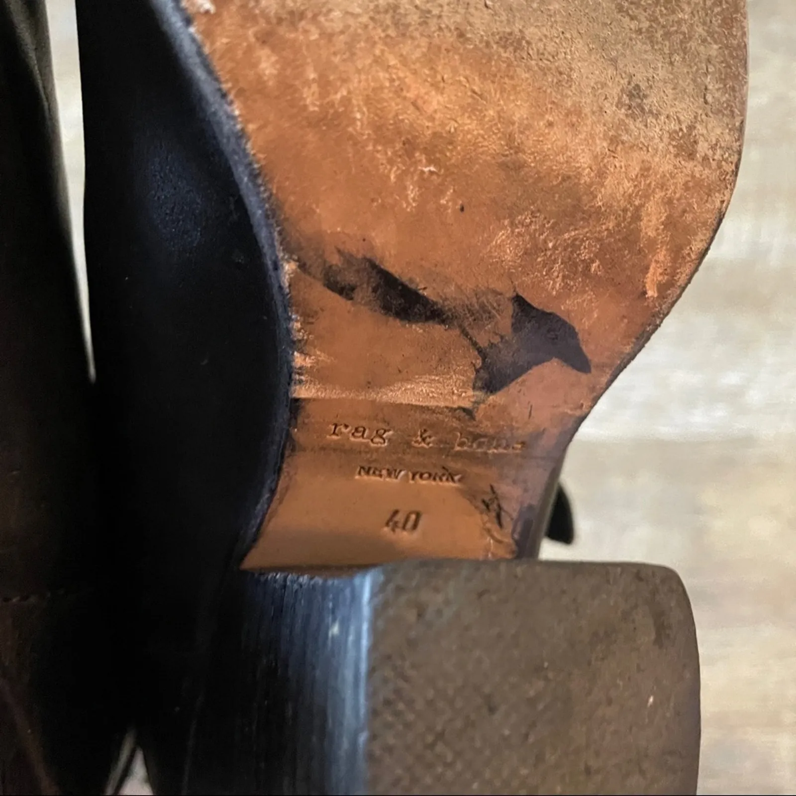 Rag & Bone Harrow Black‎ Leather Ankle Boots Sz 40 - Image 9