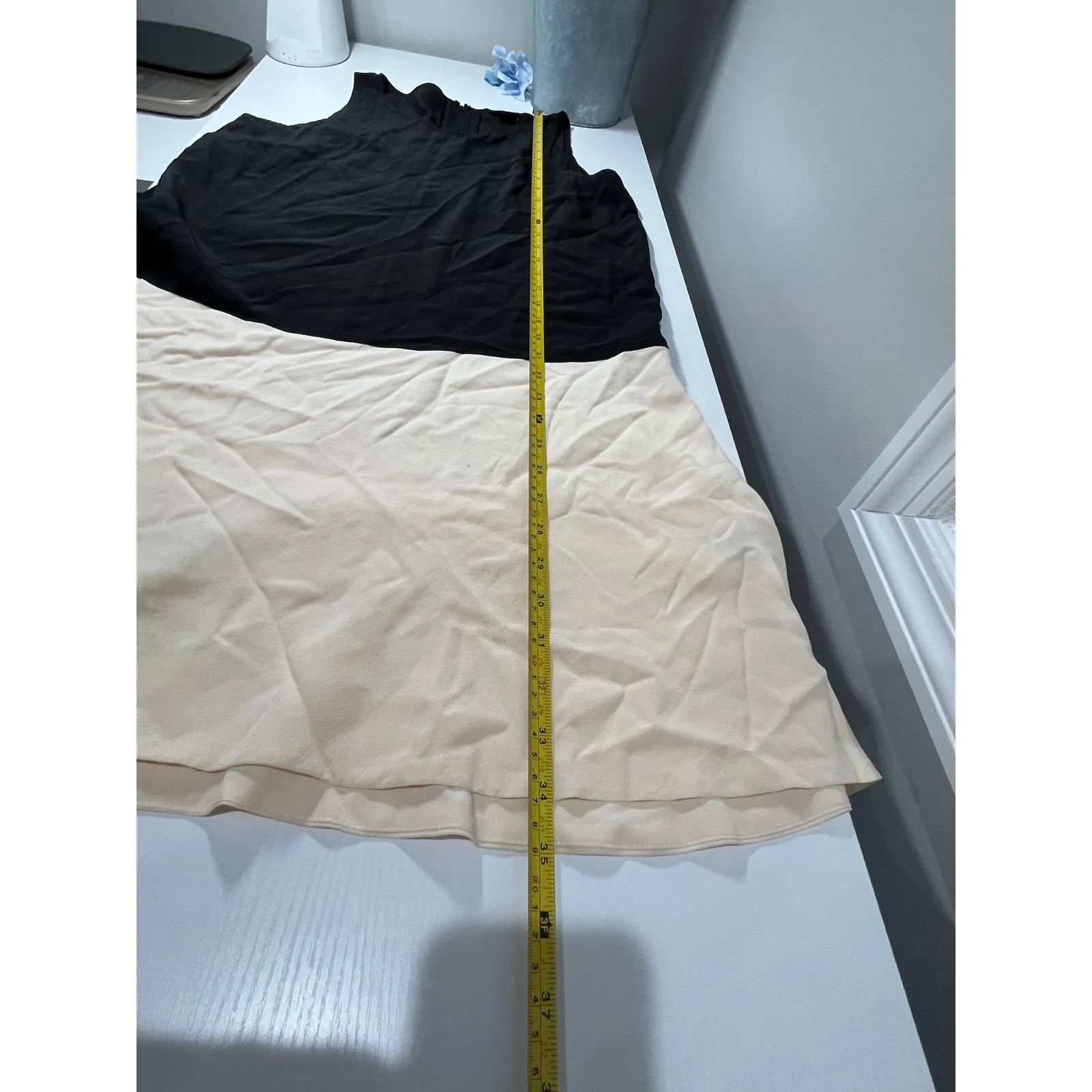 Club Monaco Black Cream Colorblock Silk Midi Dress Size 2 - Image 9