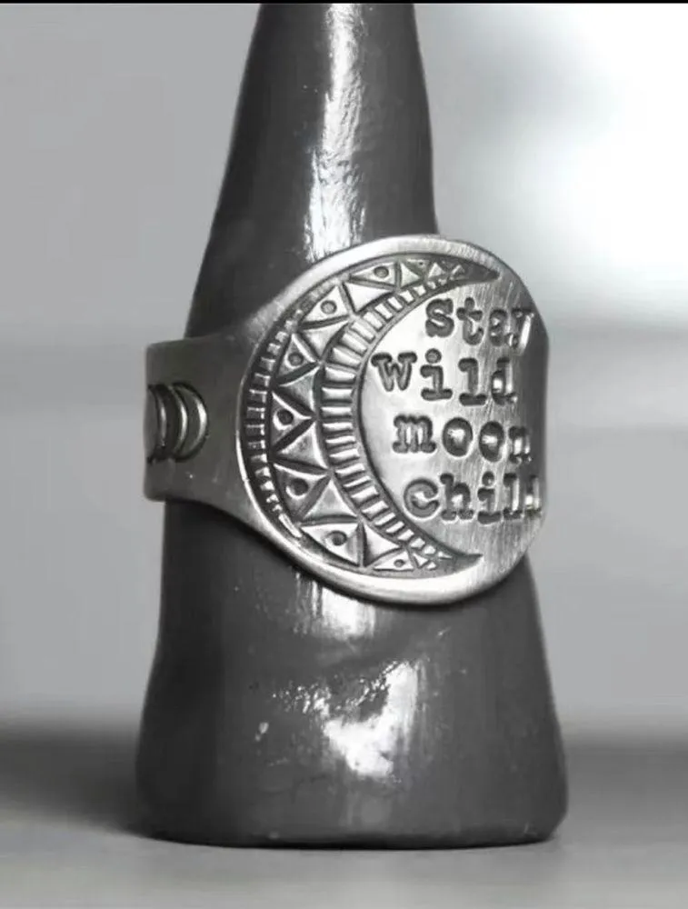 Bohemian "Stay Wild Moon Child" Silver Ring - Image 3
