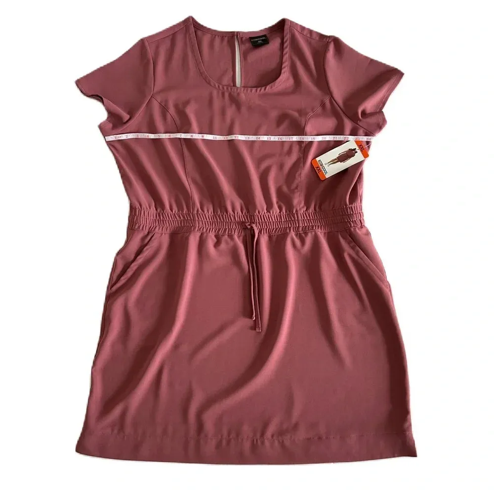 NWT 32 Degrees Women's‎ Deco Rose Pink Twill Pocket Dress XXL **FLAW** - Image 6