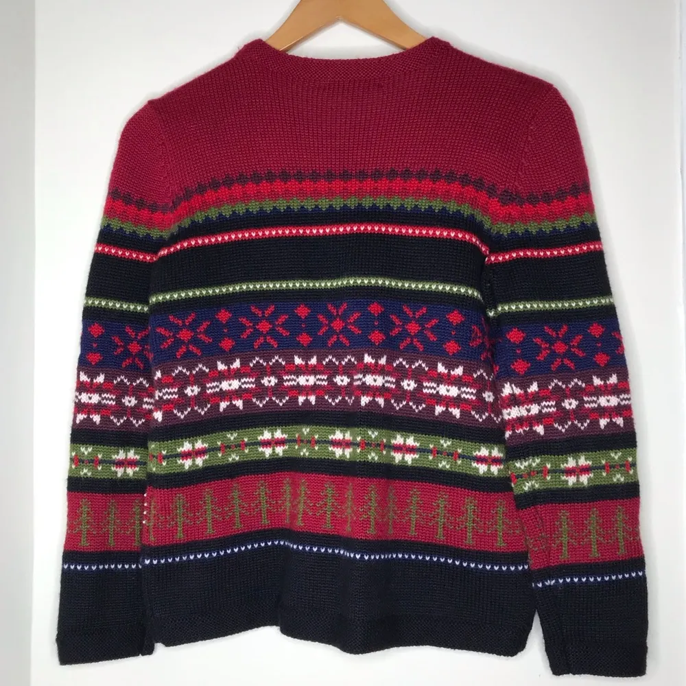 VTG Petite Sophisticate Wool blend fair isle holiday Christmas sweater Medium - Image 3
