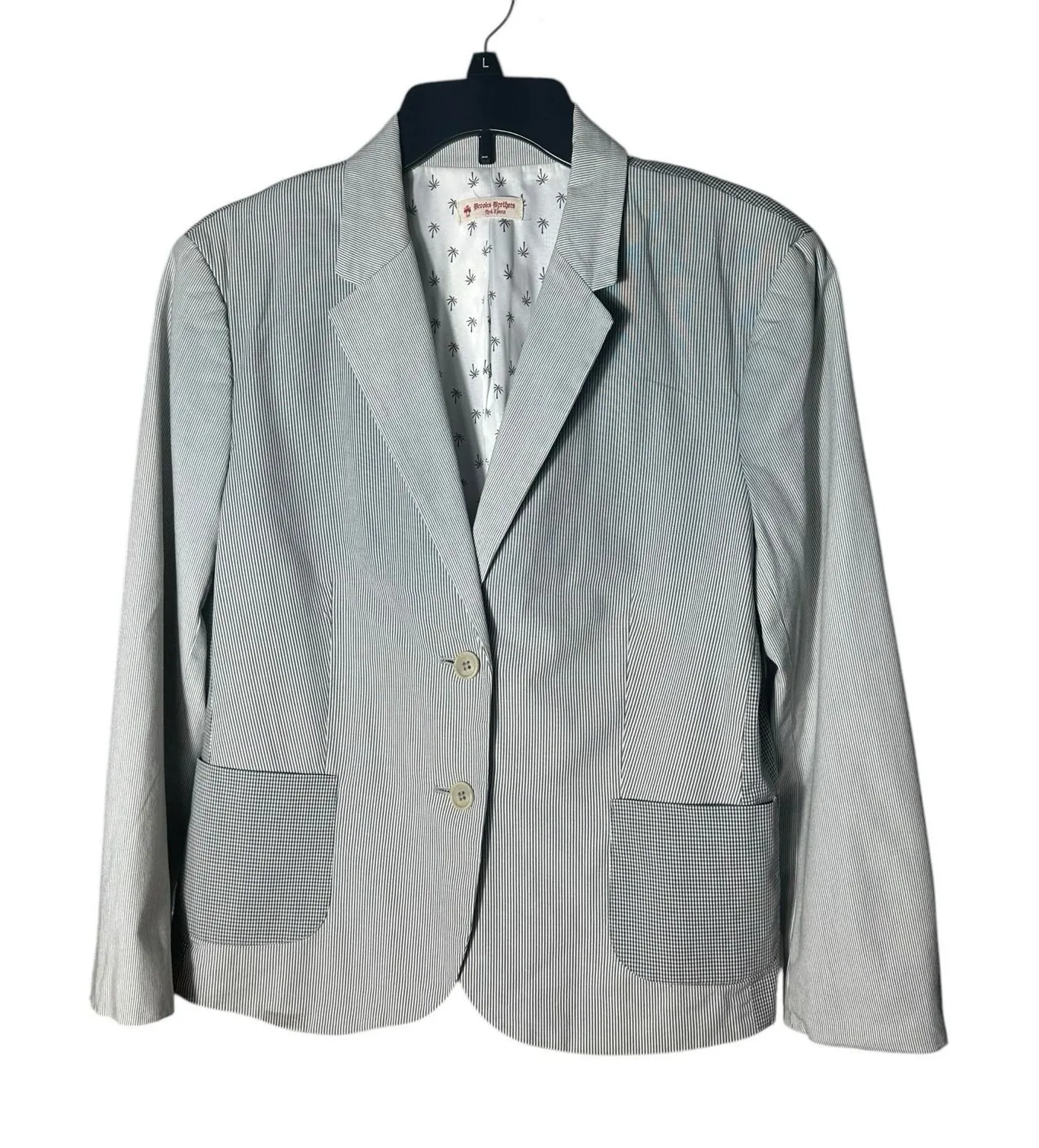 Brooks Brothers Red Fleece Blazer Women's Size 14 Stripe Check Gray #ST13-5 - Image 1