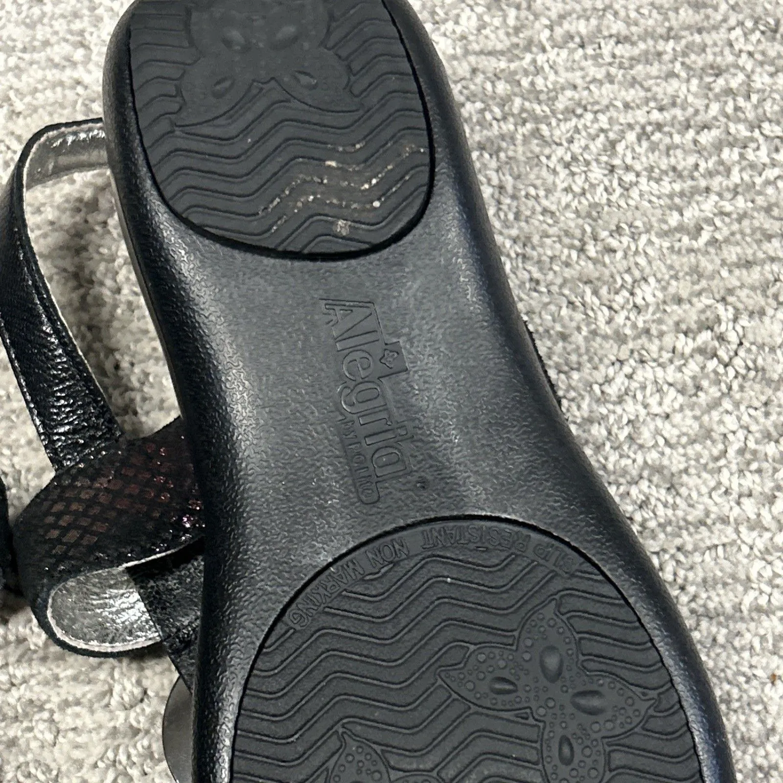 Alegria Julie Gymboree Sandals 37 US 7 Mosaic Black Silver Ring Strap Leather - Image 10