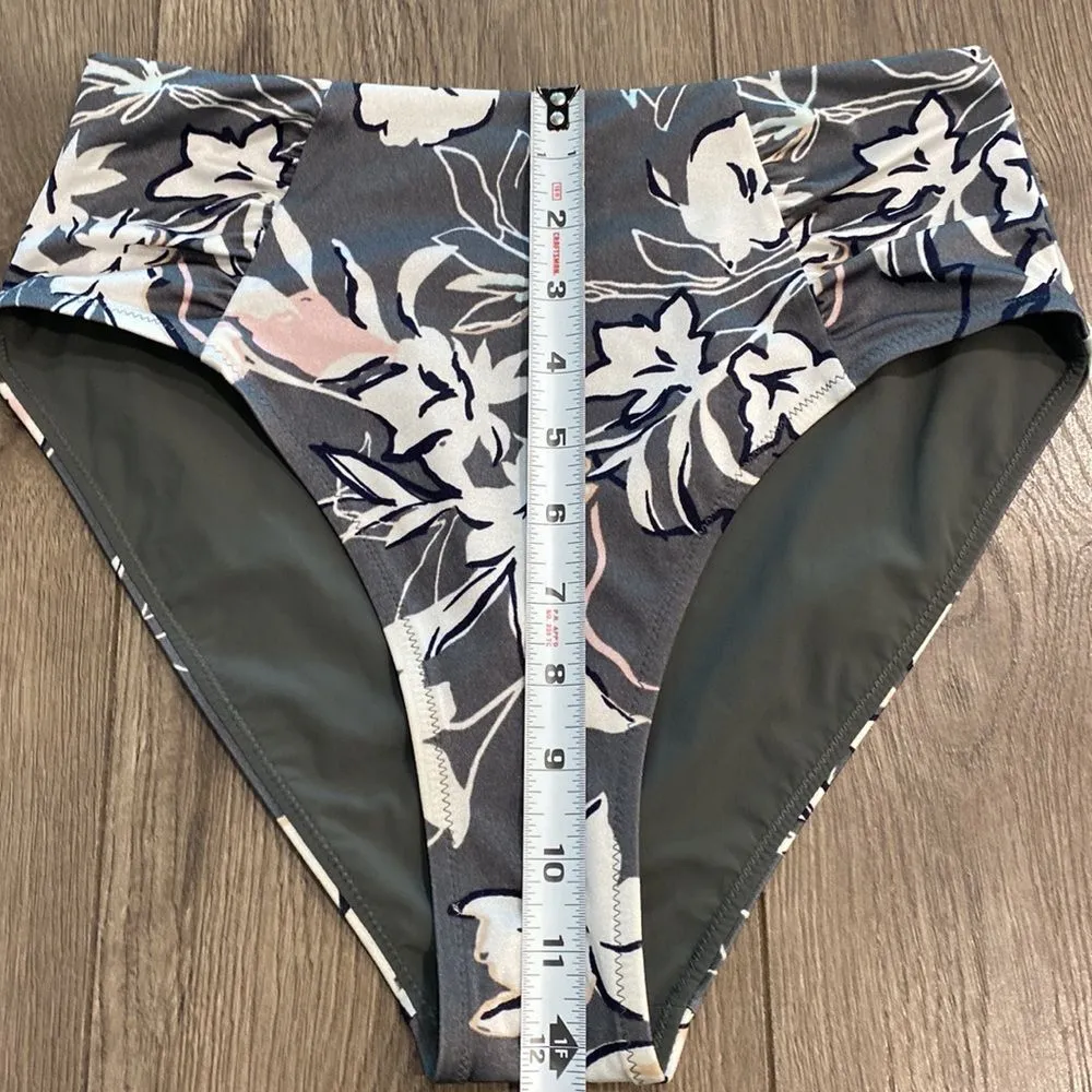 NWOT Athleta High Waist Gray Floral Bikini Bottoms Size XS/S‎ - Image 5