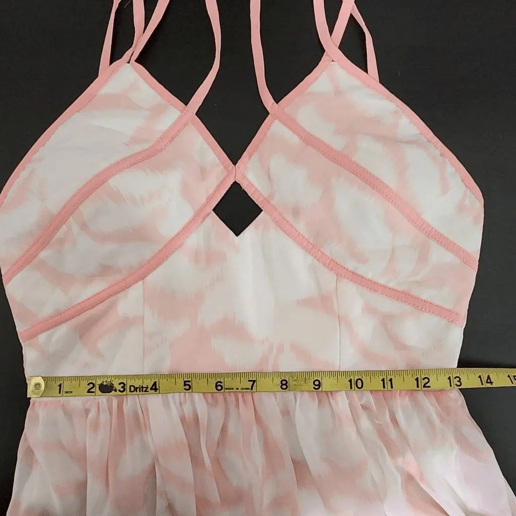 Adrea Pink and White Maxi Dress Size Small Pink Chiffon Wedding Guest Dress - Image 10