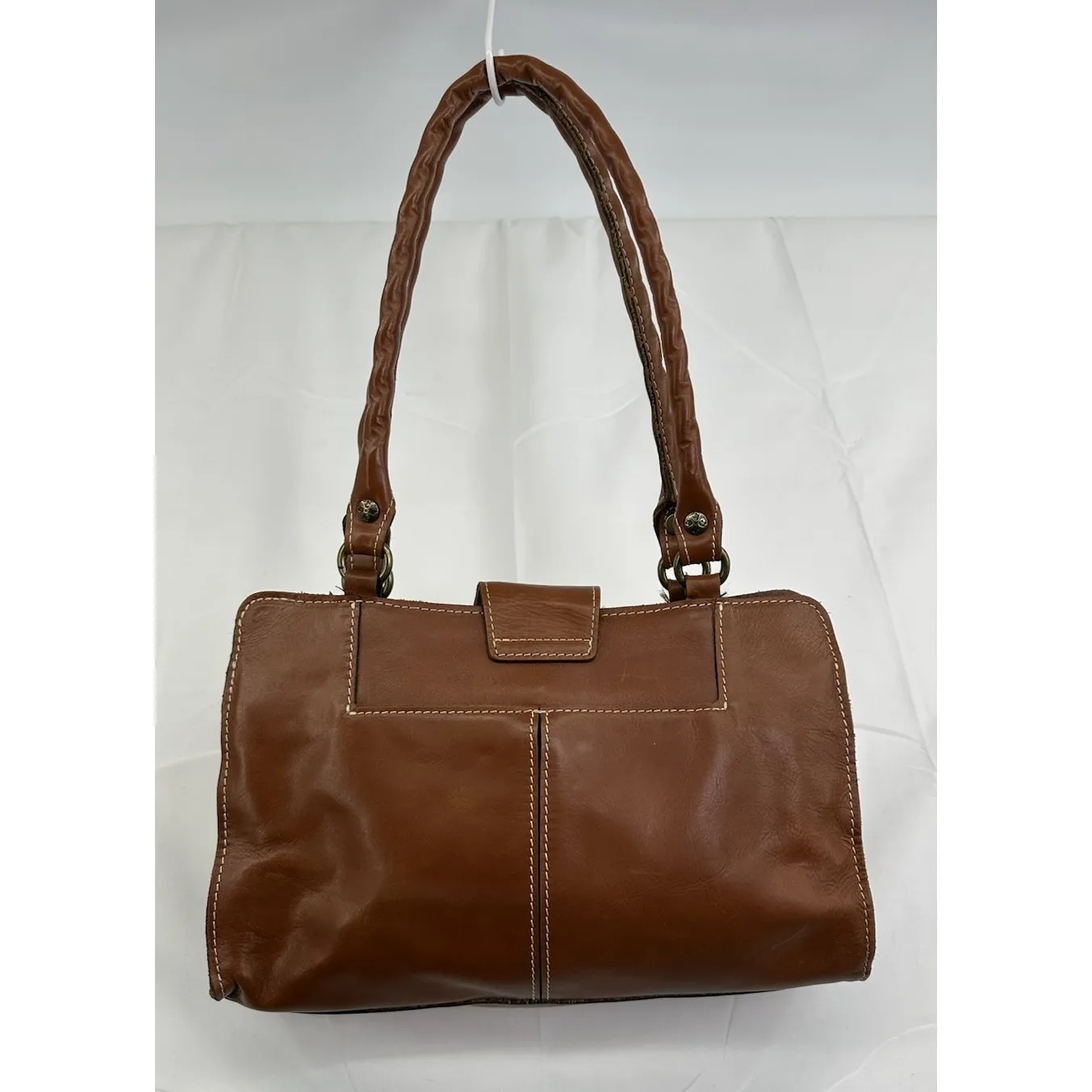 Patricia Nash Heritage Rienzo Tan Leather Tab Top Shoulder Bag Purse Clean - Image 5