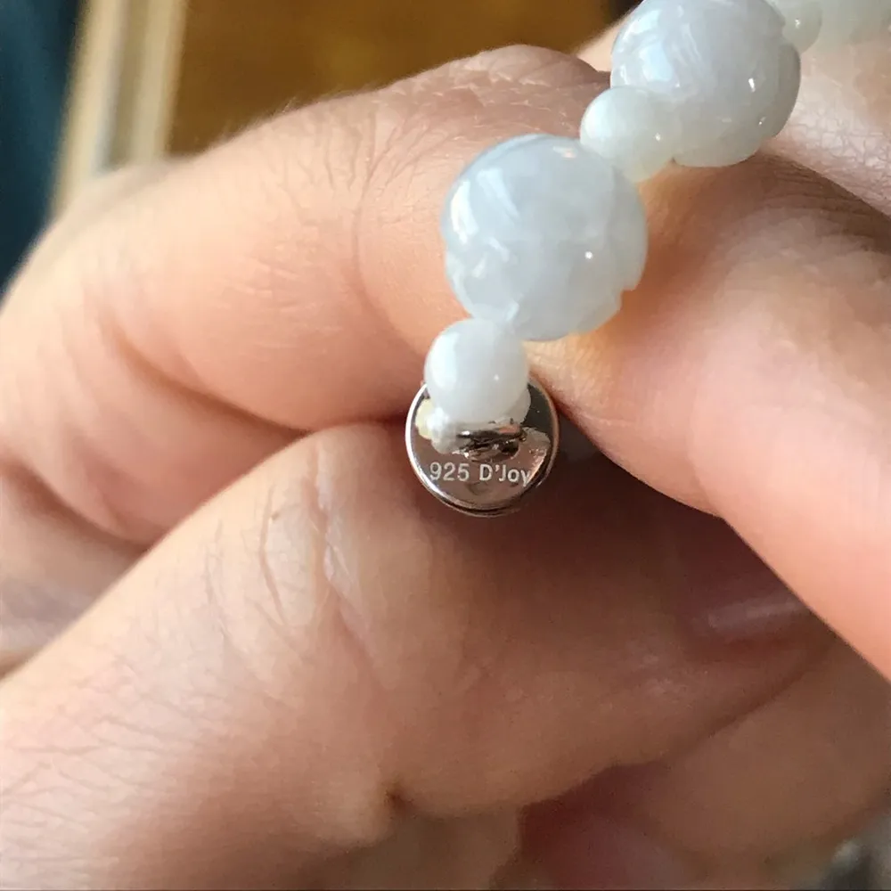 Natural White Jade Sterling Silver Dragon Necklace - Image 6