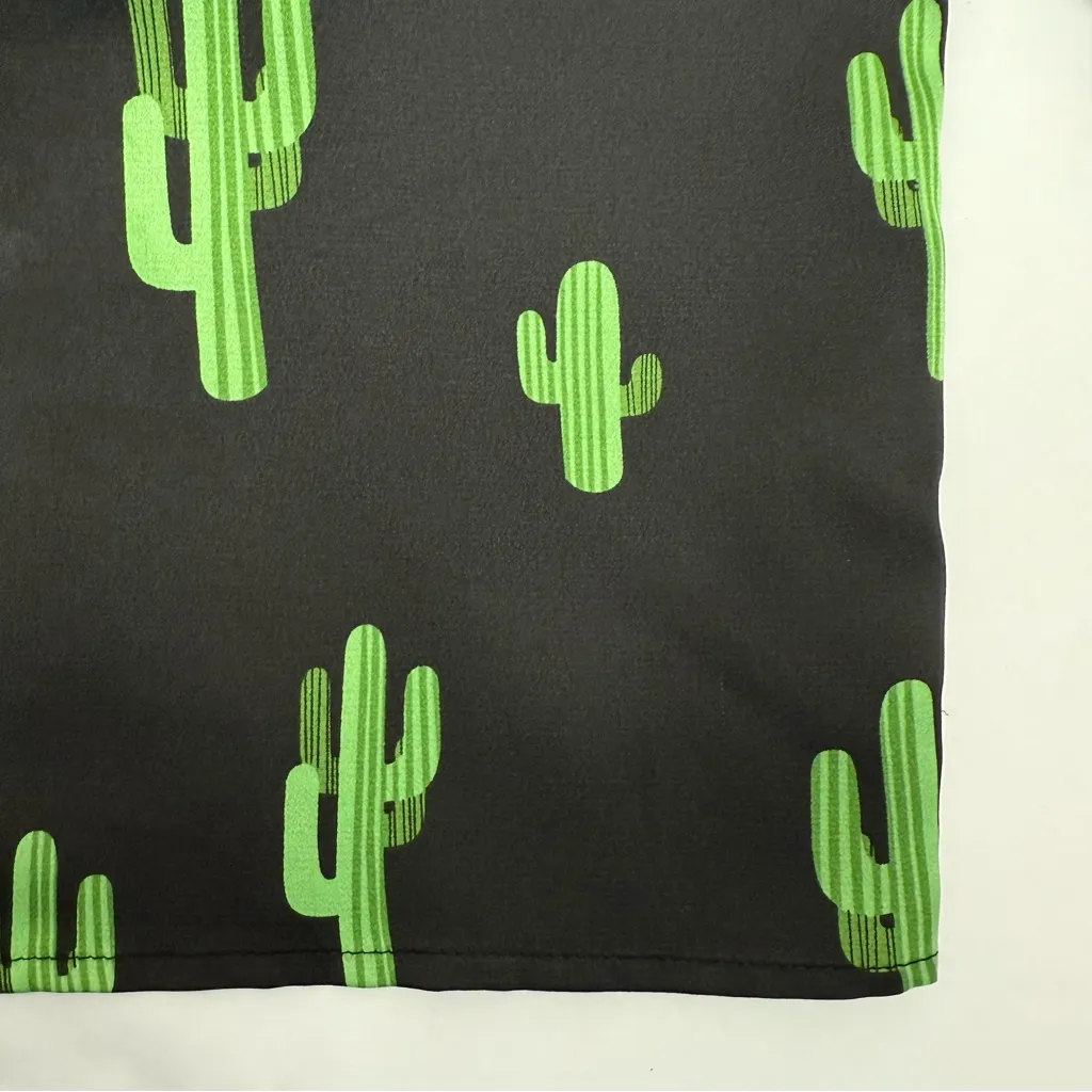 Never Fully Dressed Carly Cactus Print Mini Dress Bell Sleeves Black Green Size 16 - Image 11