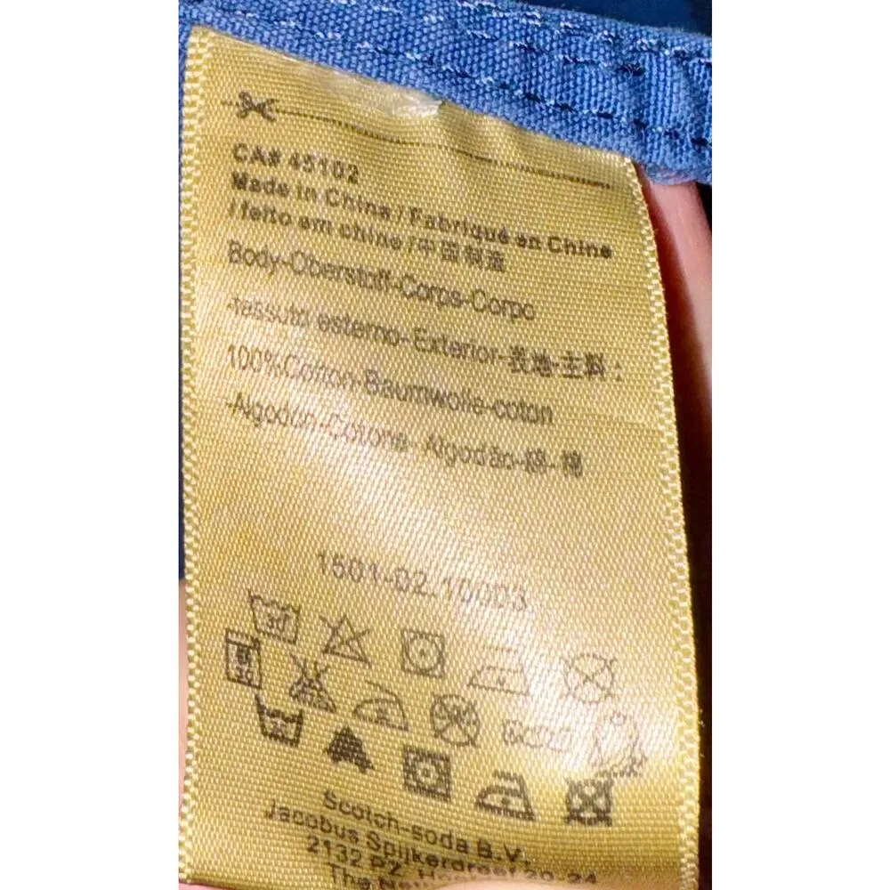 Scotch & Soda Womens LG Jacket Two Toned Blue Tropical Full Zip Quirky Palm Tree - Image 15