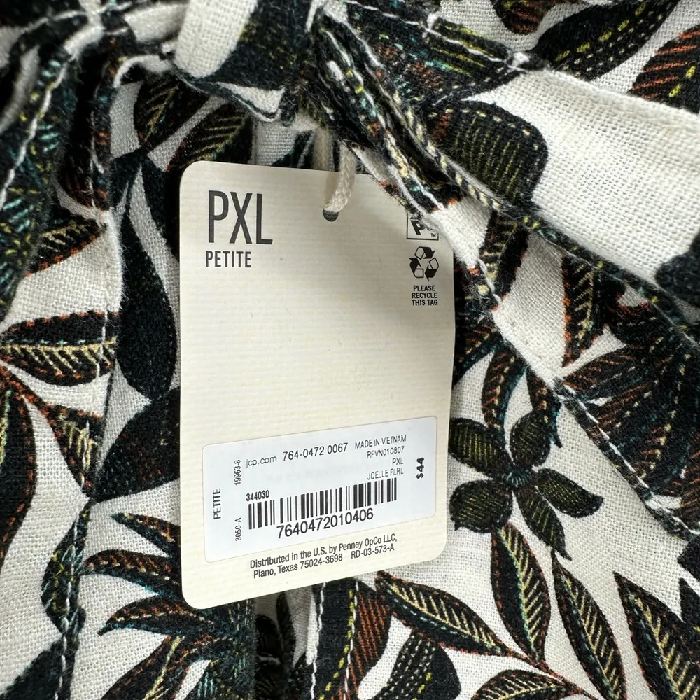 a.n.a. Linen Blend Womens High Rise Pull-On Shorts Belted Palm Print Petite XL - Image 11