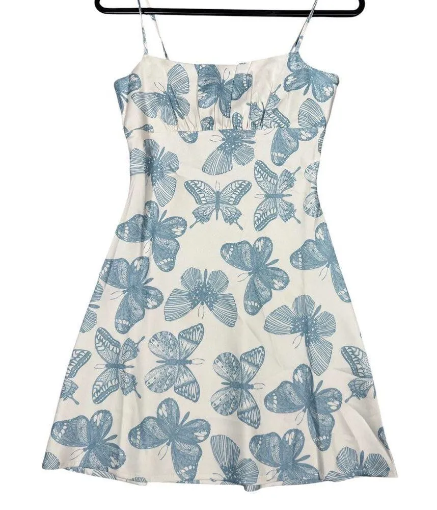 NEW- NWOT Shekou White Blue Butterfly Mini Dress XS - Image 2