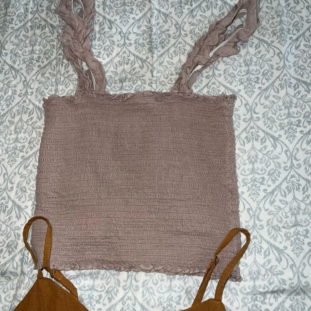 Aerie smocked bundle nude tan bralette and tube top size S - Image 2