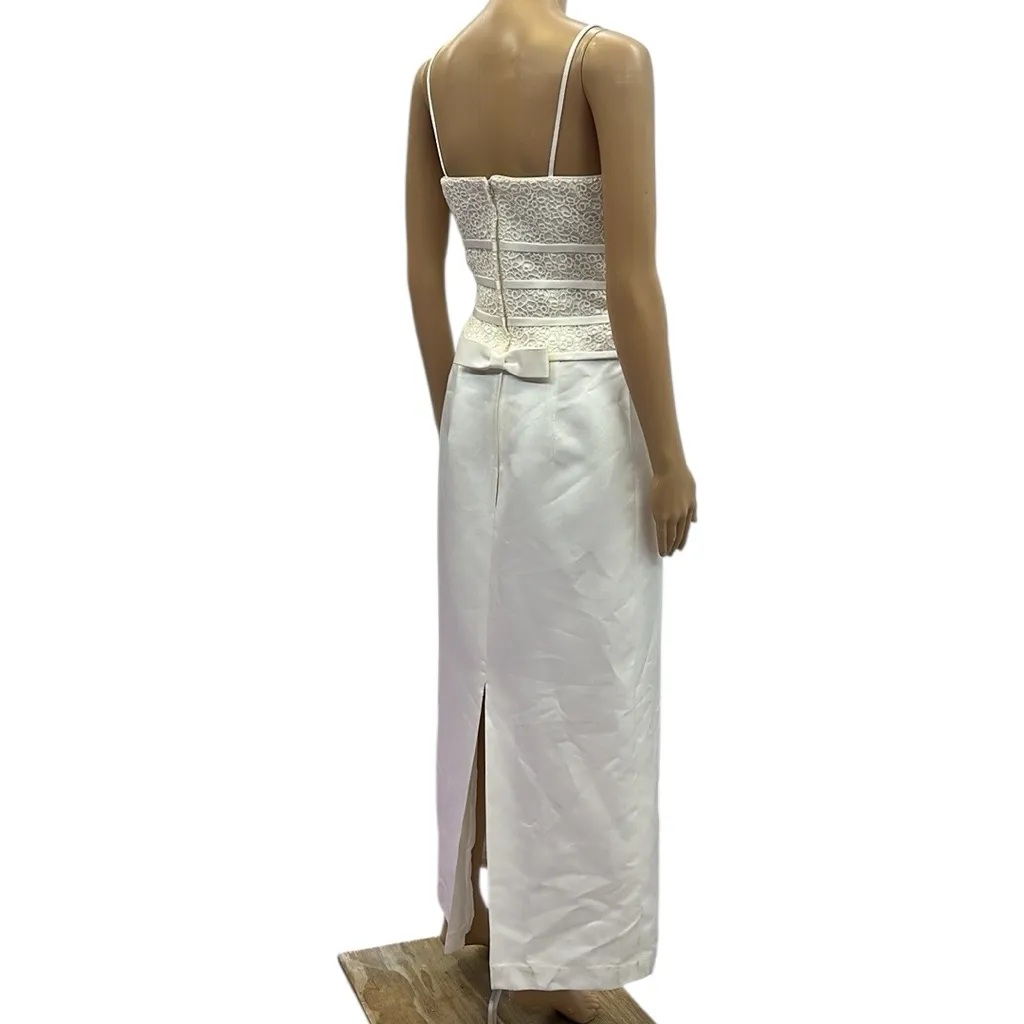 Vintage Gloria Vanderbilt Formal Wedding Gown Creamy White Lace Overlay Bodice 8 - Image 7