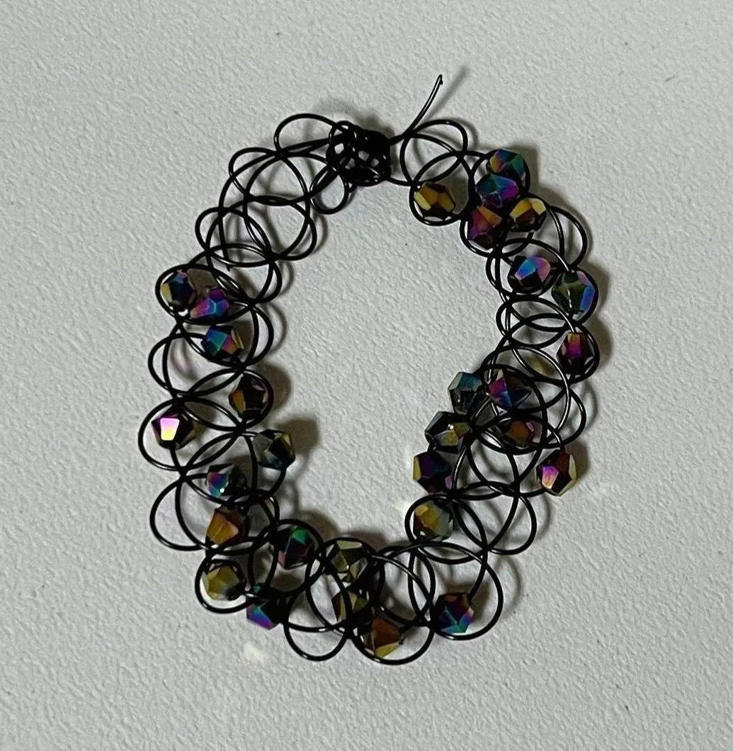 Black Beaded Tattoo Y2K Goth Anklet Ankle Bracelet Jewelry 🩷🖤 - Image 4