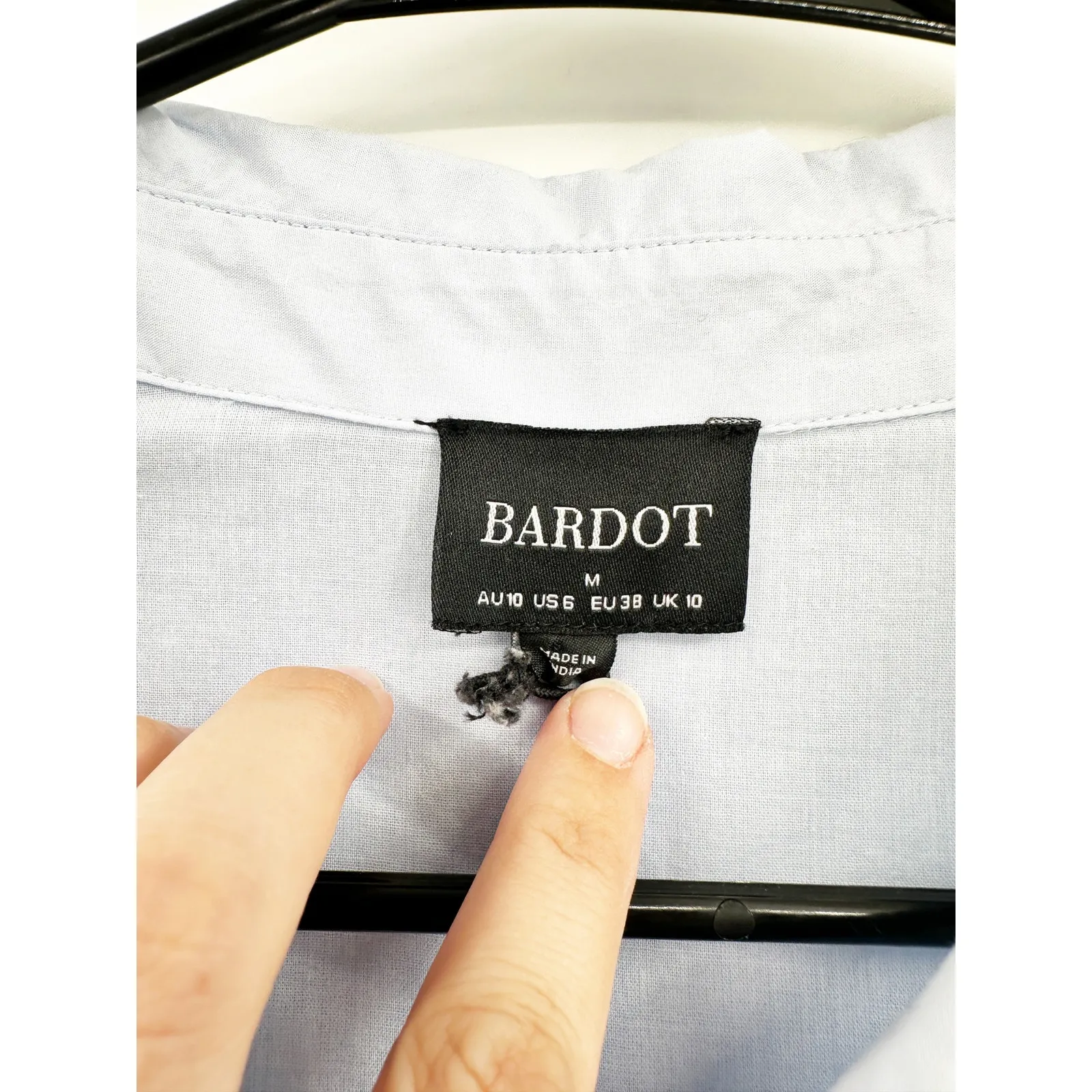 Bardot Corset Puff Sleeve Midi Shirt Dress in Cornflower Light Blue Size 6 - Image 4