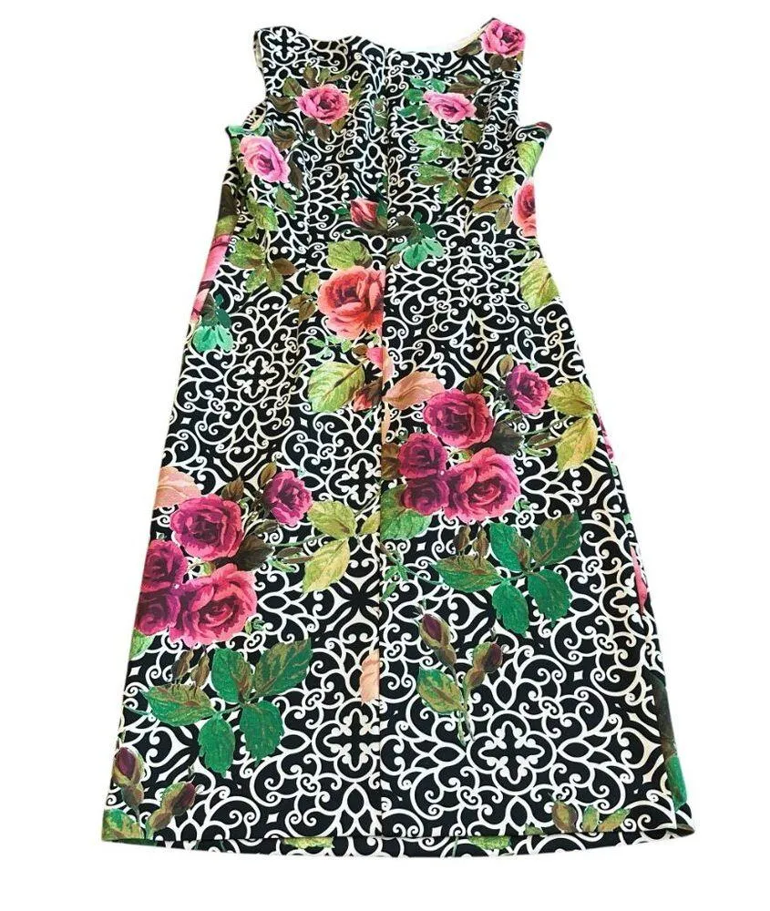 Joseph Ribkoff Fitted Scuba Sheath Dress Floral Print Sleeveless Stretch Size 12 - Image 7