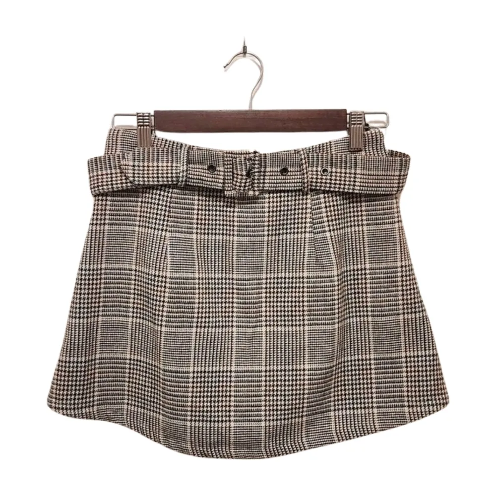 Sadie & Sage Wool Blend Tweed Belted Skort S Brown - Image 2