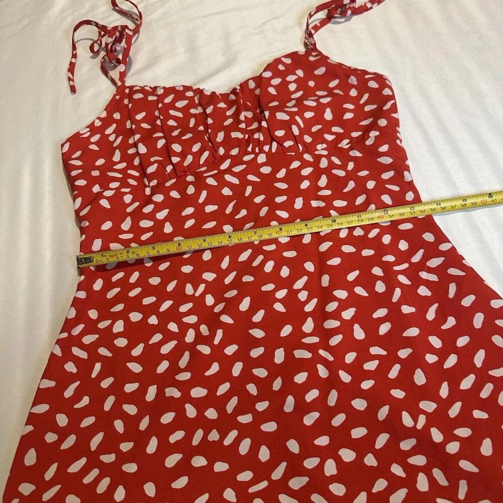 Shein Red & White Cami Short Dress Ruched Bust Sz S Small Women’s - Image 6