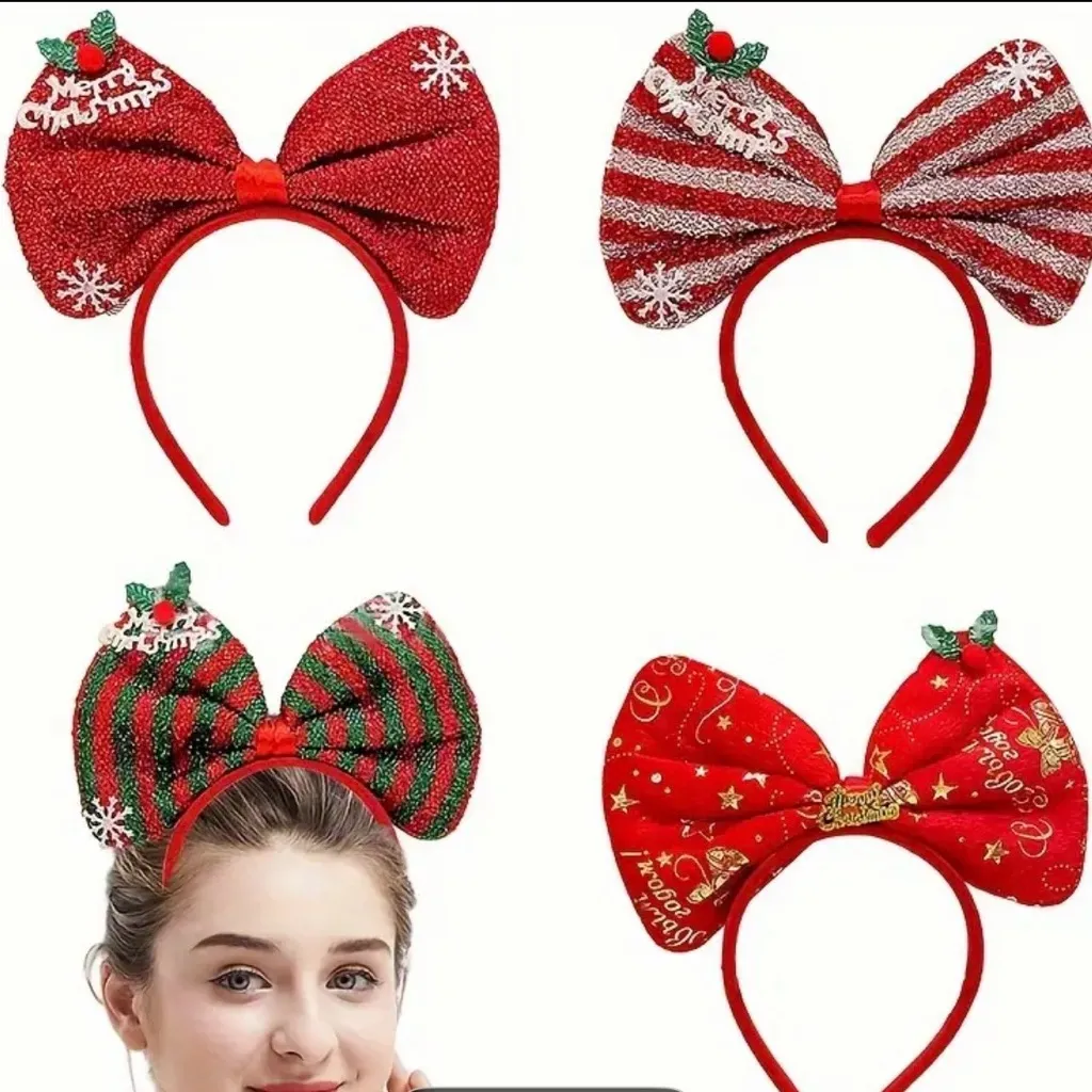 Set of 4 Christmas headbands! Red - Image 3