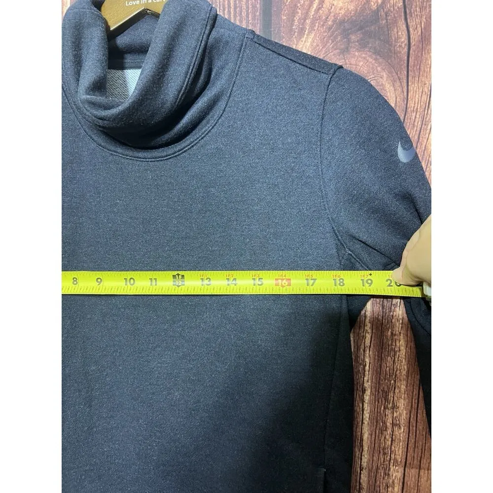 Nike Dri Fit Sweatshirt Women Small Blue Turtle Neck Sweater Gym Top Navy - Image 10