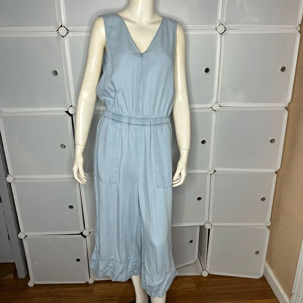 Splendid  Cropped Chambray Jumpsuit Size Medium - Image 8