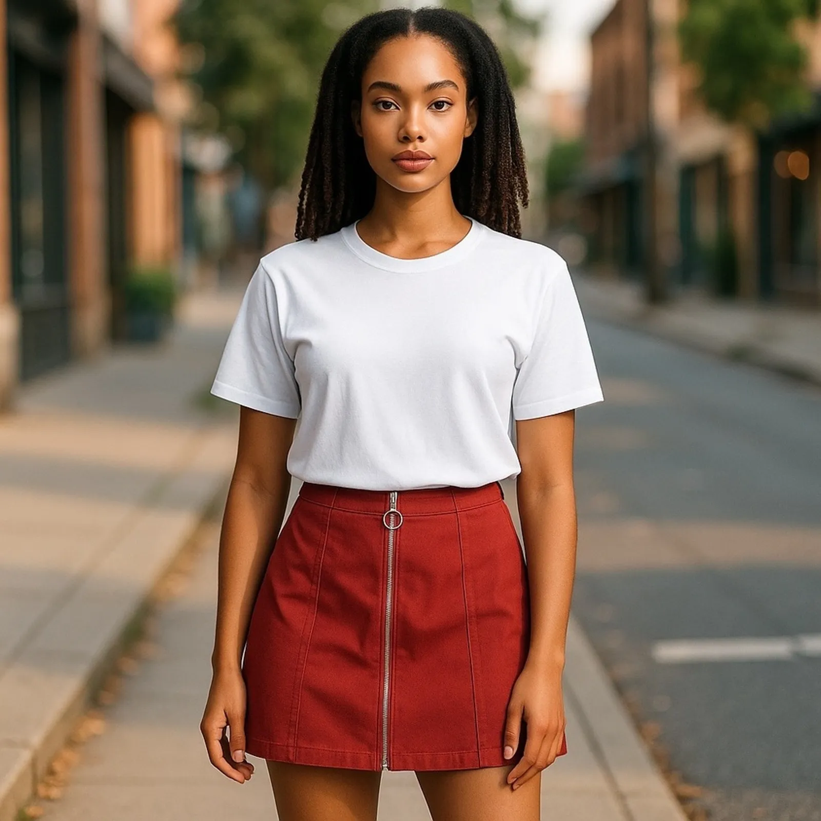 Forever 21 Salmon Red O-Ring Zipper Mini Skirt Y2K Grunge Retro Size Small - Image 11