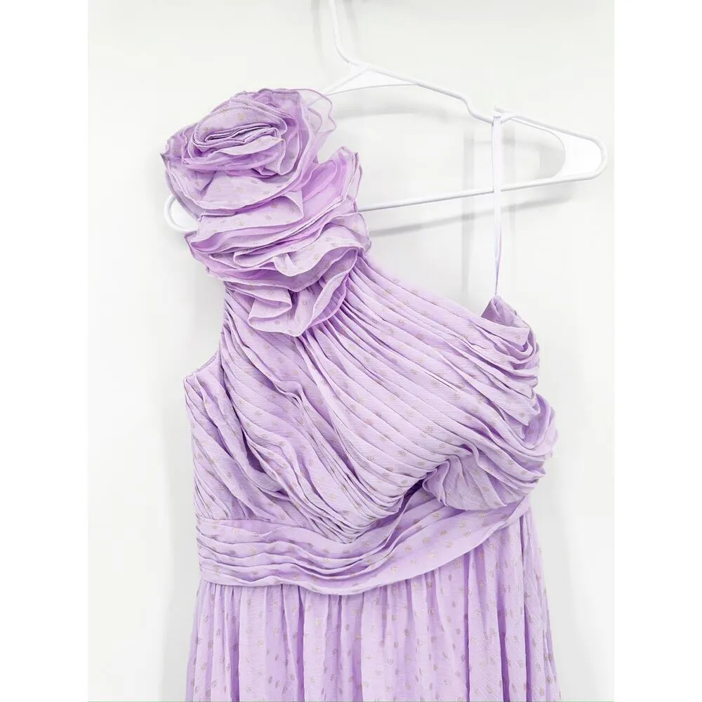 Mac Duggal 49536 Lilac Purple Polka Dot Ruffled One Shoulder Gown Size 2 - Image 5