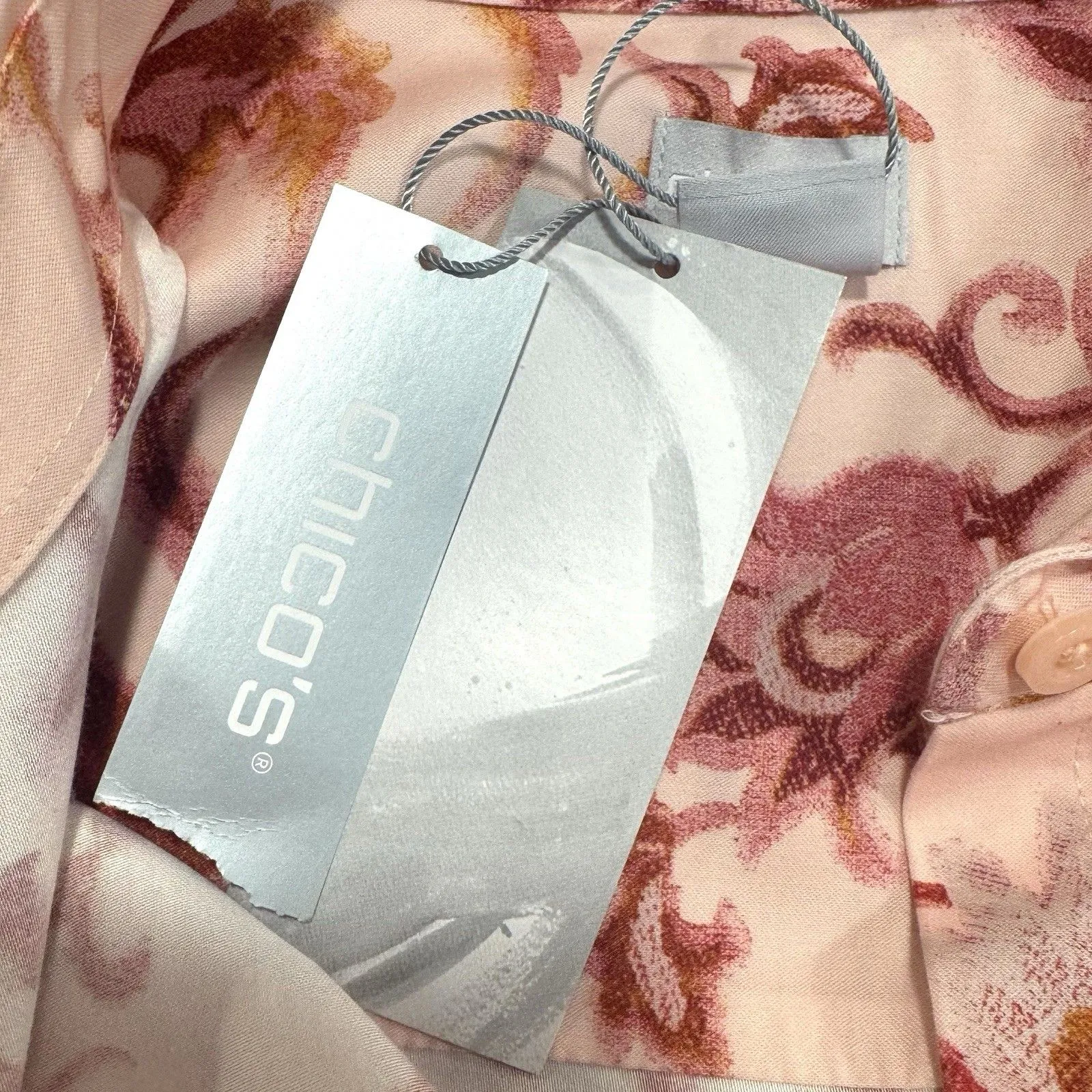 Chicos No Iron Stretch Floral Button Up Shirt Size 3 US 16 XL Work Preppy NWT - Image 9