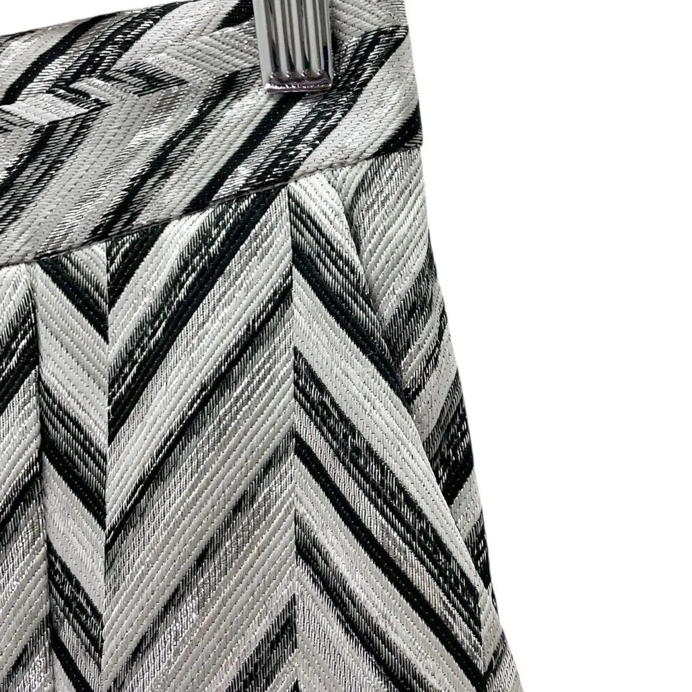 Lulus Creative Thinking Silver Black Metallic Zigzag High Waist Pants Sz Medium - Image 10