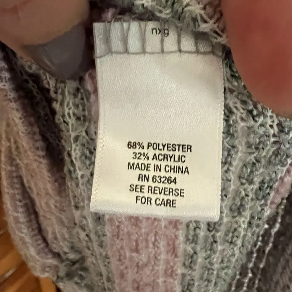 Sunday pink and green striped tunic sweater with twist detail at left front hem Size 2X - Image 7