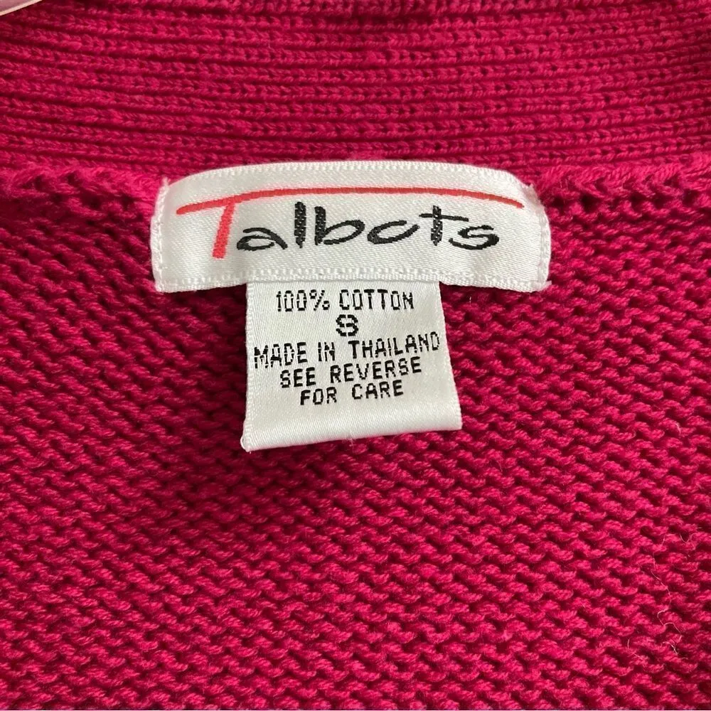 Vintage Talbots Y2K V-neck raspberry button front cardigan S - Image 4