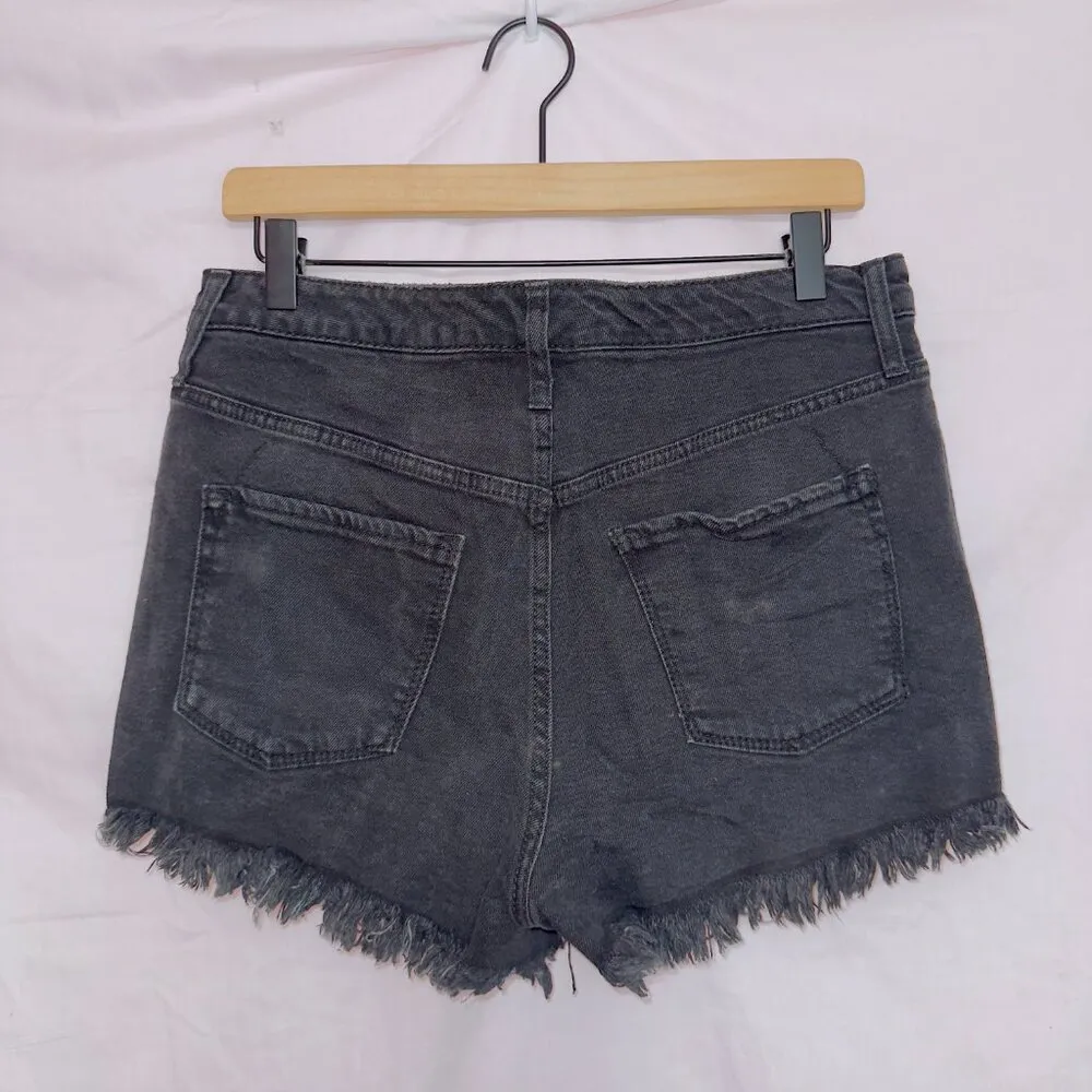 Mossimo Supply Co Black Wash Denim Distressed High Rise Frayed Hem Shorts 12/31 - Image 4