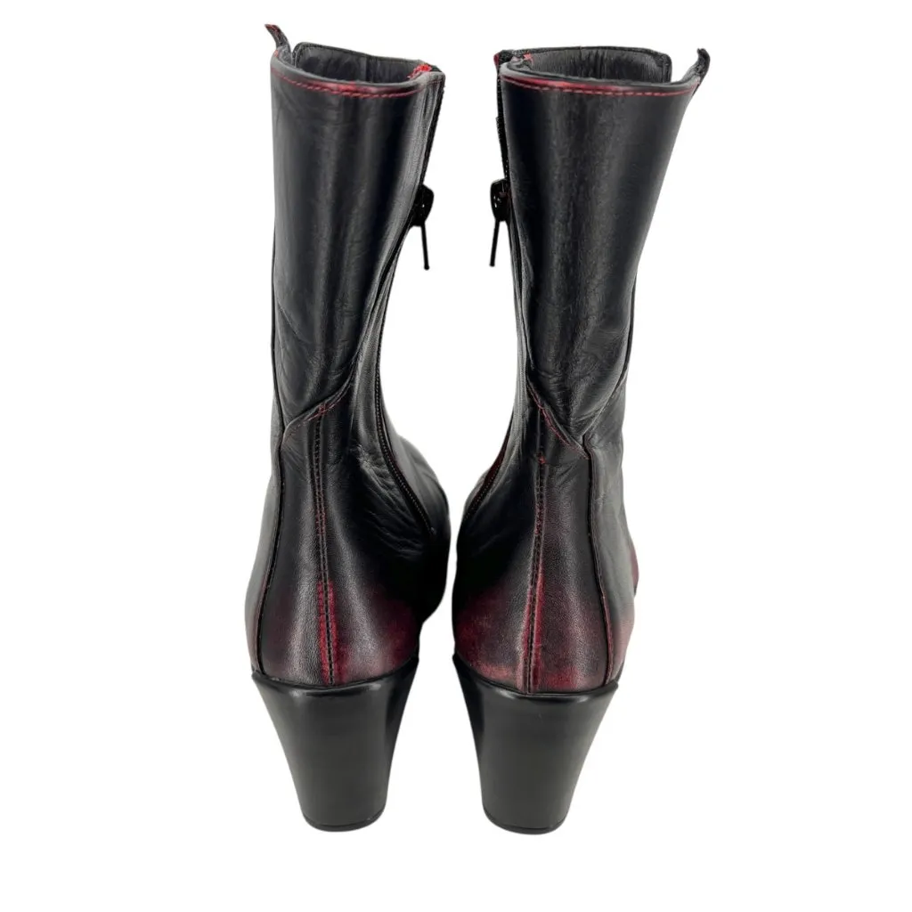 Naot Ella Volcanic Red Leather Wedge Boots Size 39 Black - Image 7