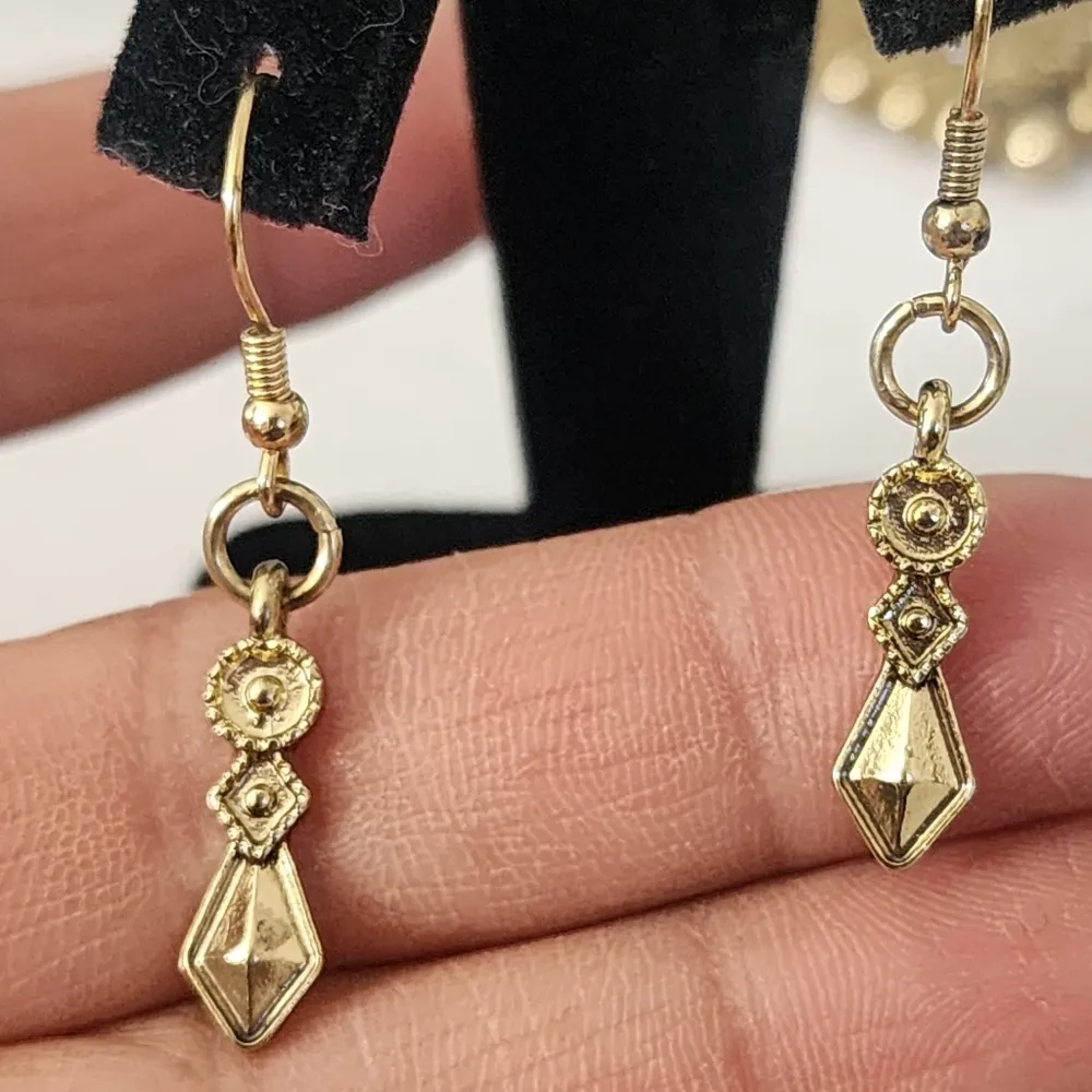 2 Choker Set with Earrings Black Velvet and Ethnic Gold Matching Earrings Set - Image 6