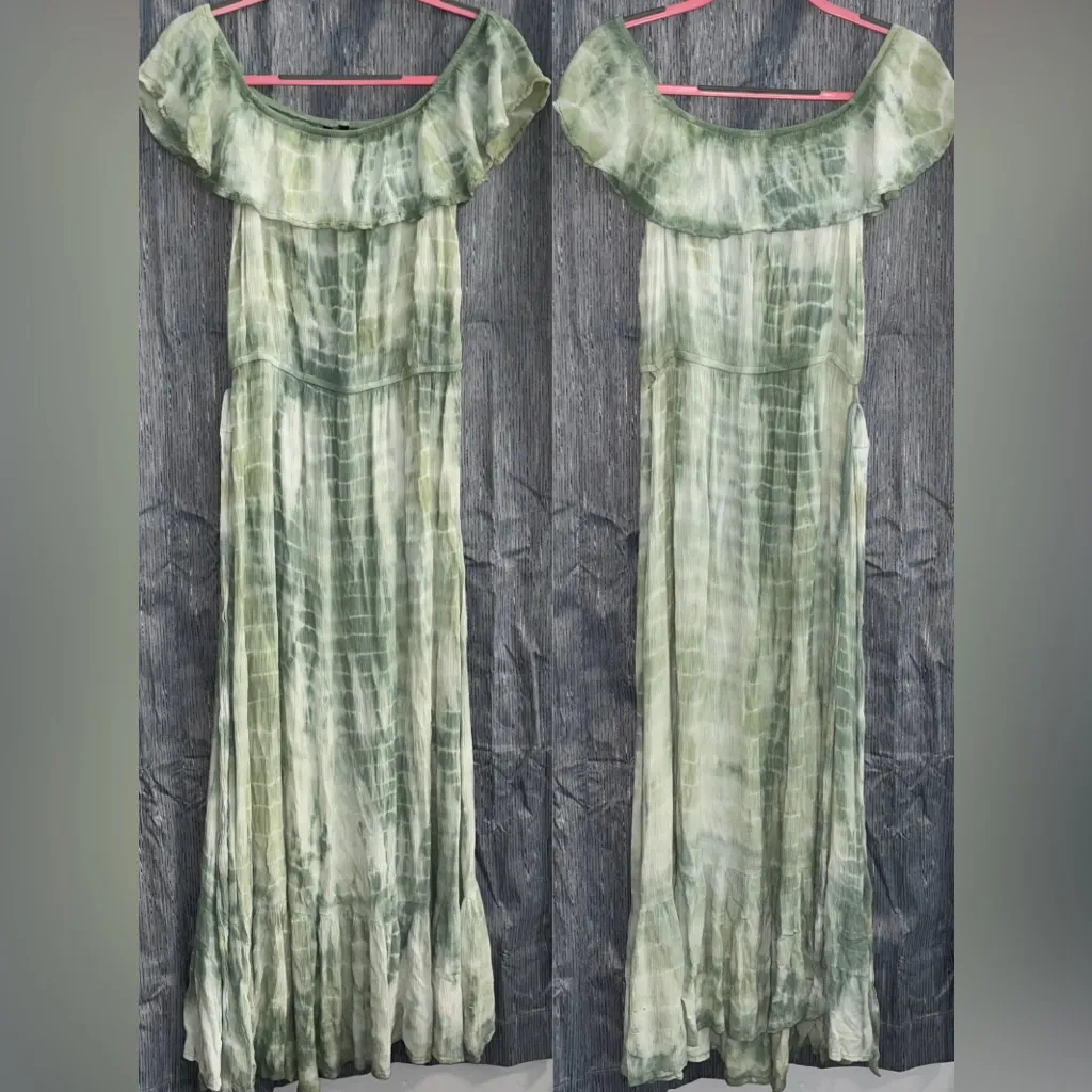 NWOT! Derek Heart Tie Dye Maxi Dress On / Off The Shoulder Tie Waist Maxi Dress - Image 2