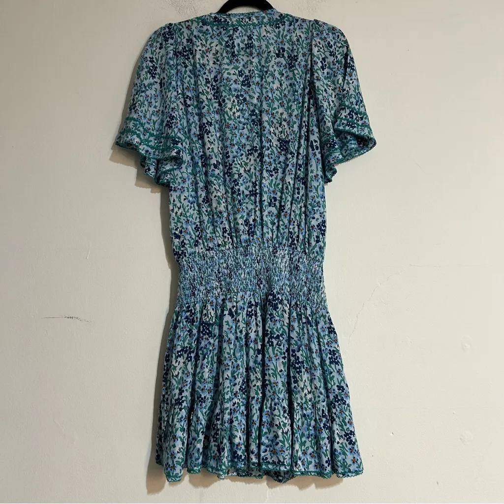 Poupette St Barth Mabelle Printed Mini Dress Blue Size Medium Resort Vacation - Image 9