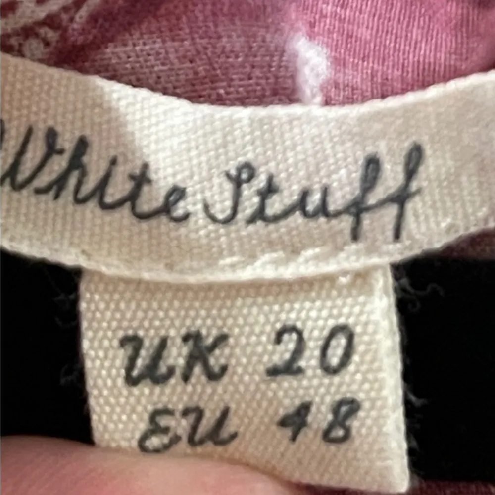 White Stuff Brand from U.K. Button Up Pink Floral Swiss Dotted Shirt, Worn 1X! Size 16 - Image 3