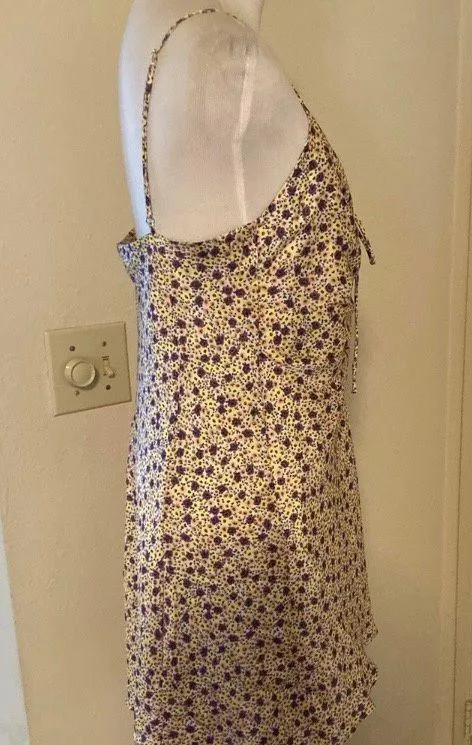 ZARA Yellow Floral Draped Satin Effect Mini Dress Size L NWT New With Tags - Image 9