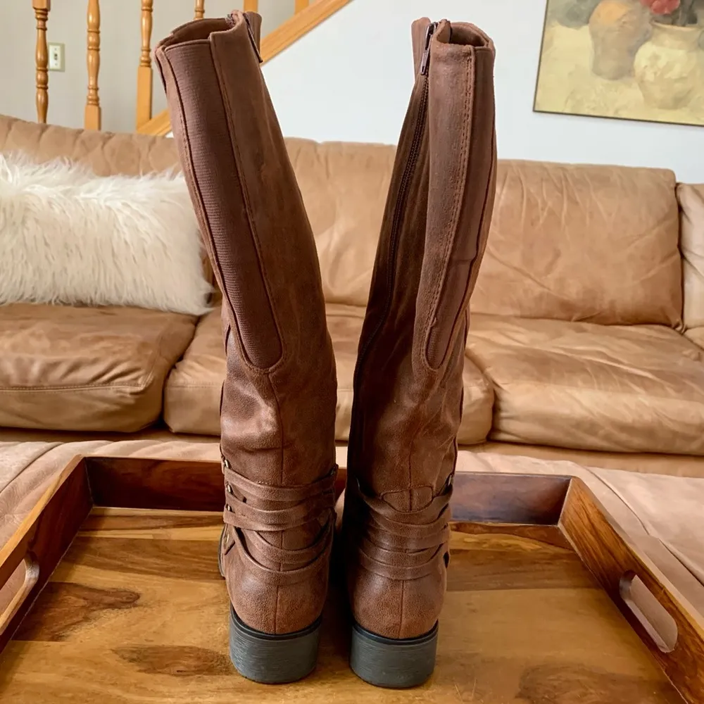 BareTraps Brown Leather Tall Boots - Image 4